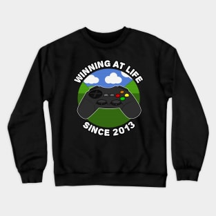 10th Birthday Gamer Winning At Life Since 2013 Crewneck Sweatshirt